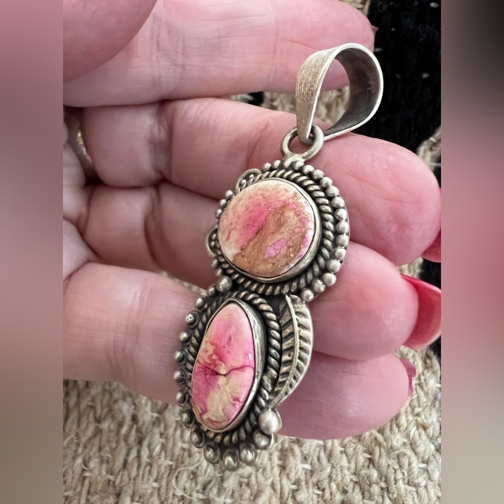❤️ Sea Sediment Jasper Statement Navajo Brushed 925 Pendant 2.10”L Unisex 8.8G - Picture 7 of 13